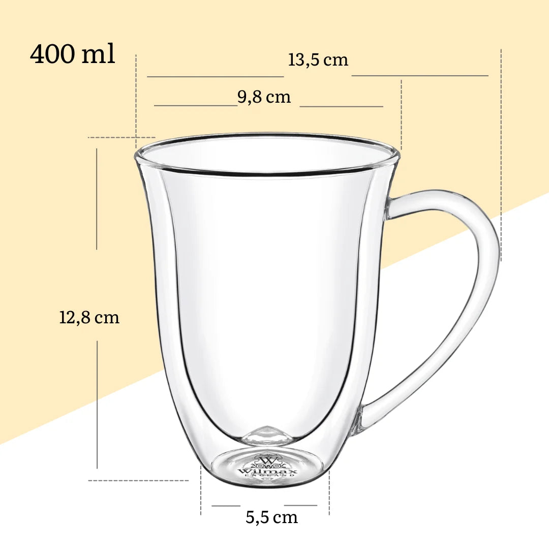 Wilmax Doppelwandiger Becher 400 ml 2er-Set Transparent