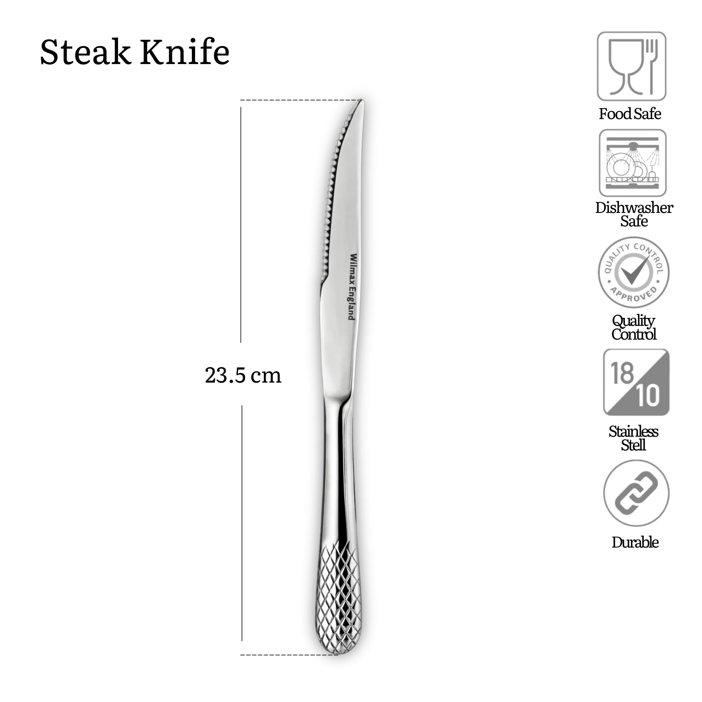 Wilmax Steakmesser 23,5 cm 6er-Set aus Edelstahl
