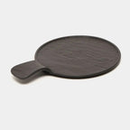 Wilmax Runde Servierplatte mit Griff 30,5 × 21,5 cm Schwarz aus Porzellan