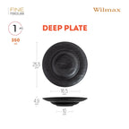 Wilmax Tiefer Teller 25,5 cm 350 ml Schwarz aus Porzellan