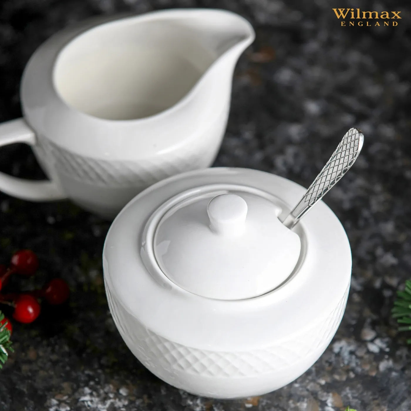 Wilmax Zuckerdose 340 ml Weiß aus Porzellan