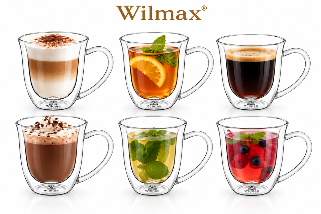 Wilmax Doppelwandiger Becher 300 ml 6er-Set Transparent