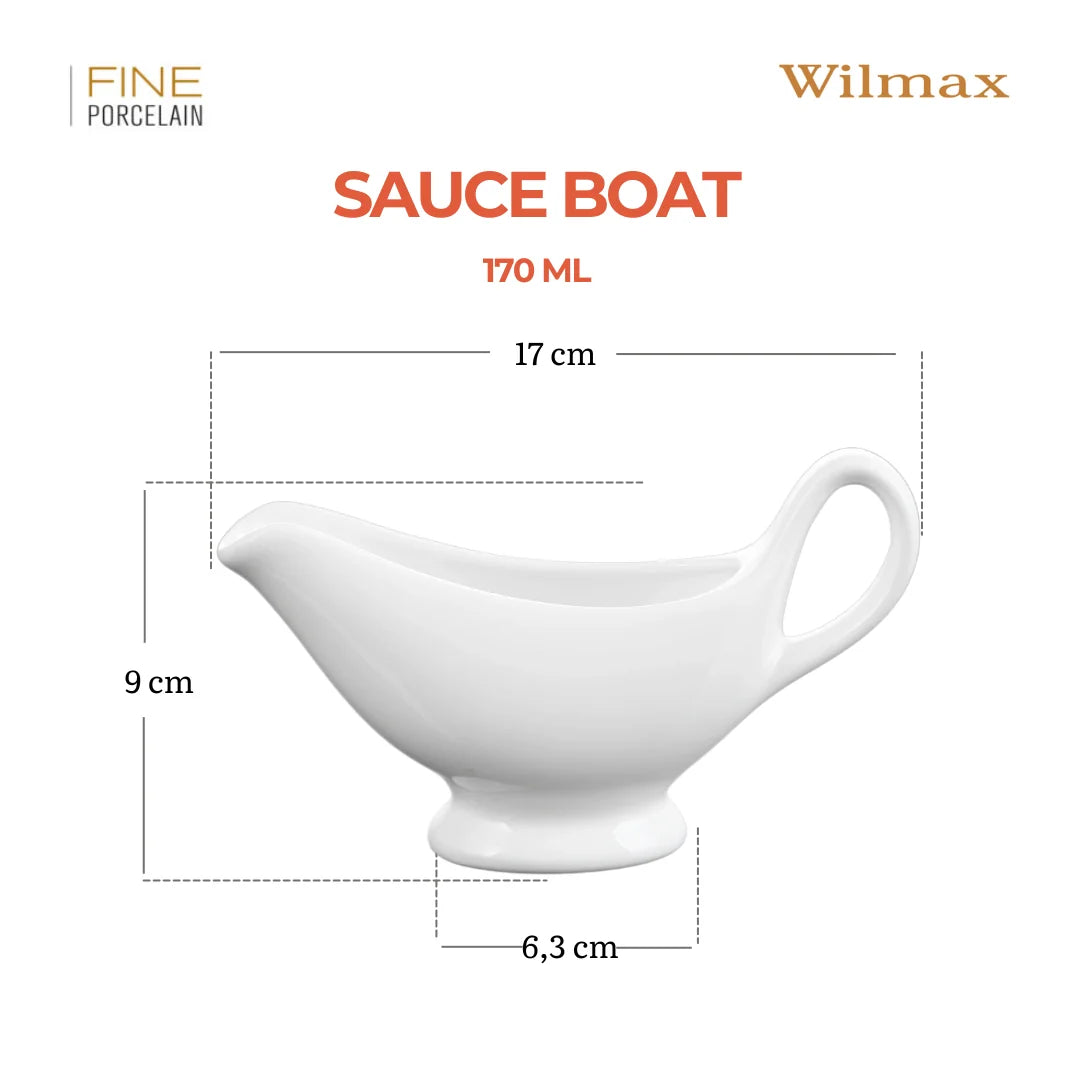 Wilmax Sauciere 170 ml Weiß aus Porzellan