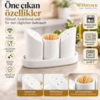 Wilmax Salz- und Pfefferstreuer-Set mit Tablett Weiß aus Porzellan