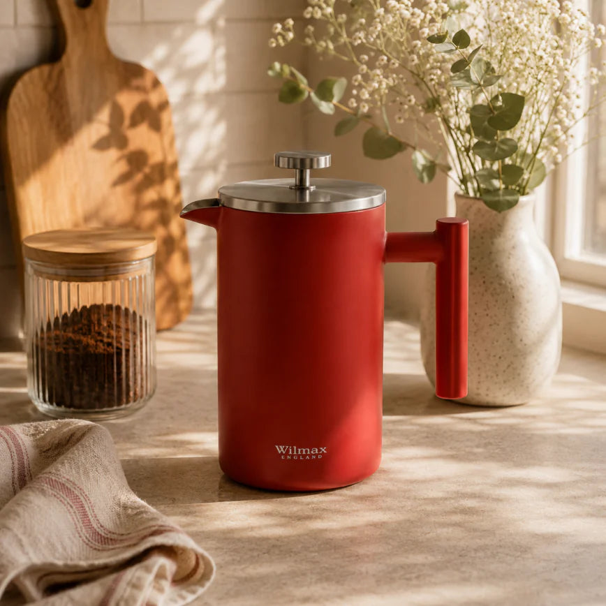 Wilmax French Press 1000 ml aus Edelstahl