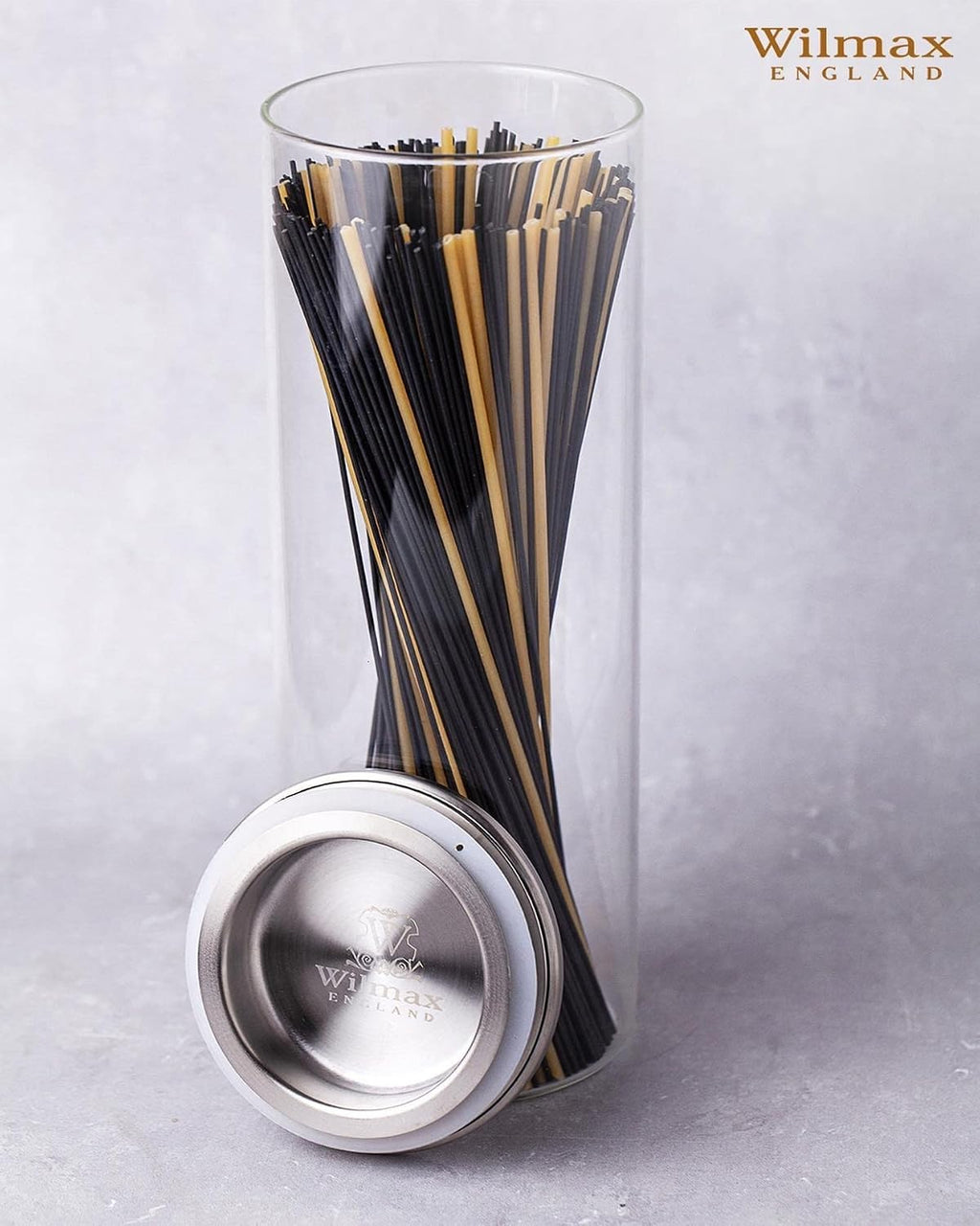 Wilmax Vorratsglas 1100 ml mit Edelstahldeckel 3er-Set Transparent