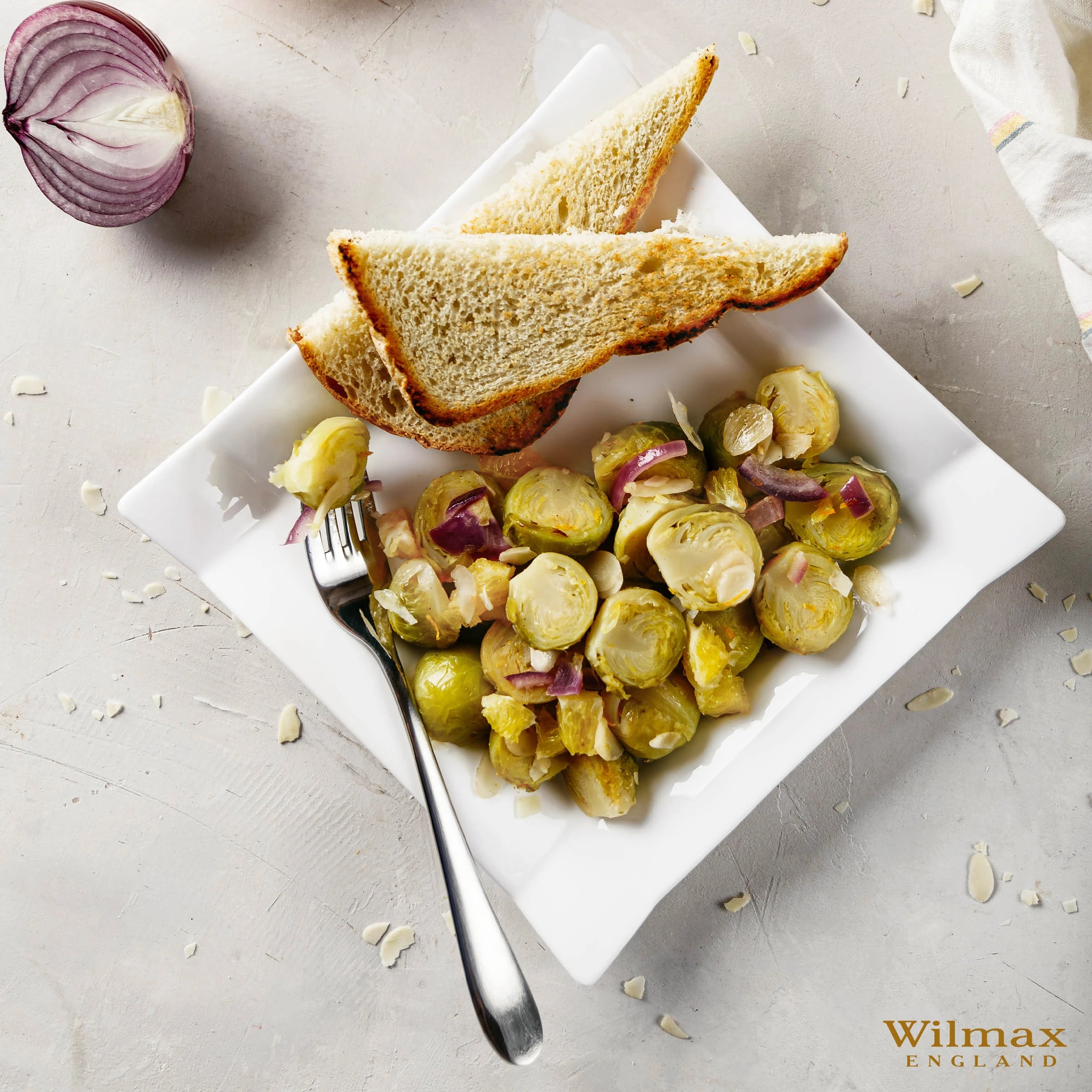 Wilmax Quadratischer Speiseteller 25 × 25 cm Weiß aus Porzellan