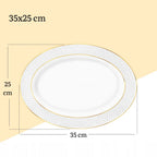 Wilmax Ovale Servierplatte 35 × 25 cm Weiß mit Goldrand aus Porzellan
