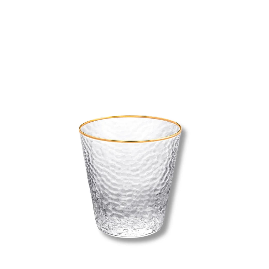 Wilmax Gehämmertes Glas  300 ml Transparent mit Goldrand aus Borosilikatglas