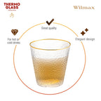 Wilmax Gehämmertes Glas  300 ml Transparent mit Goldrand aus Borosilikatglas