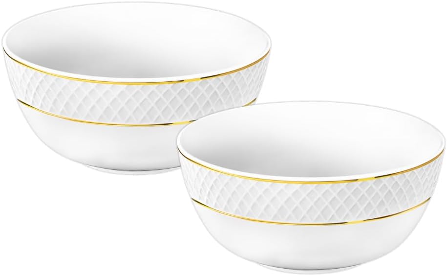 Wilmax Schale 930 ml 16 cm 2er-Set Weiß mit Goldrand aus Porzellan