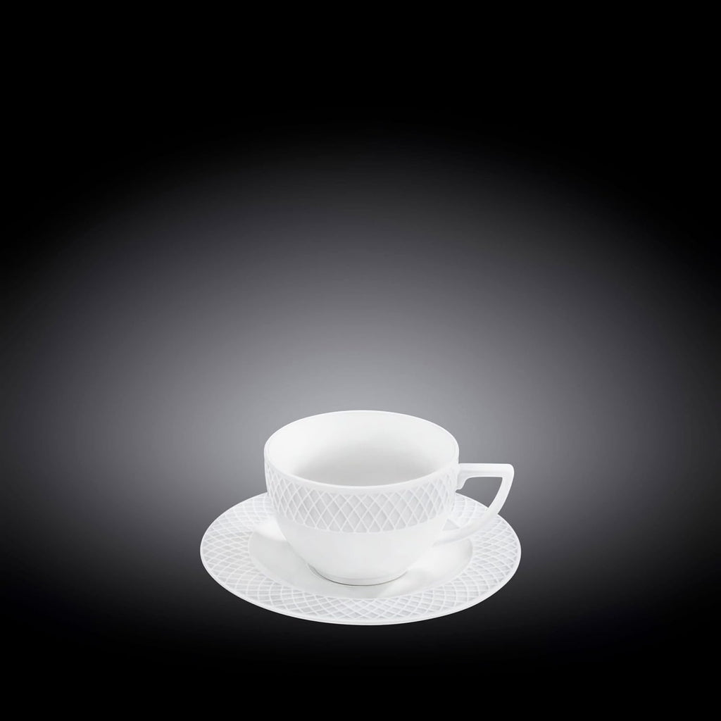 Wilmax Tasse mit Untertasse 240 ml Weiß Porzellan WL-880101404/AB