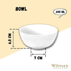 Wilmax Schale 600 ml 14 cm Weiß aus Porzellan
