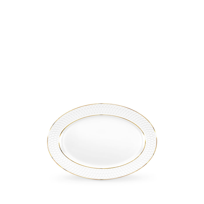 Wilmax Servierplatte oval 20x14 cm Weiß Porzellan mit Goldlinien WL-880102114/A