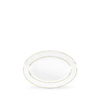Wilmax Ovale Servierplatte 20 × 14 cm Weiß mit Goldlinien aus Porzellan