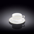 Wilmax Cappuccinotasse mit Untertasse 170 ml Weiß Goldrand Porzellan 6er Set WL-880102402/AB6