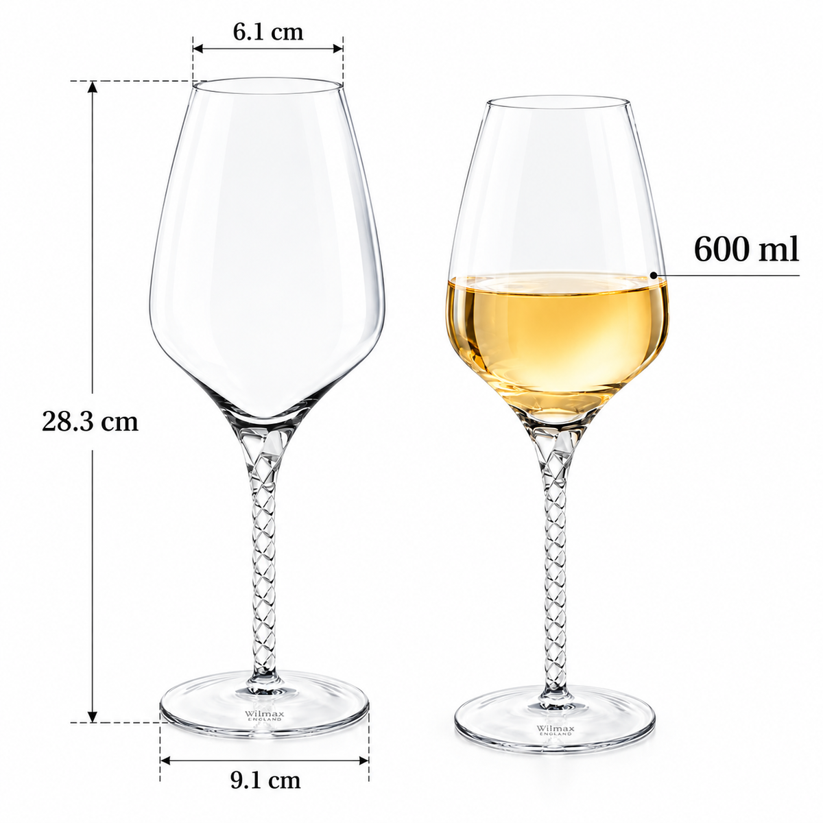 Wilmax Weinglas 600 ml 2er-Set Transparent aus Wilmax Crystalline-Serie