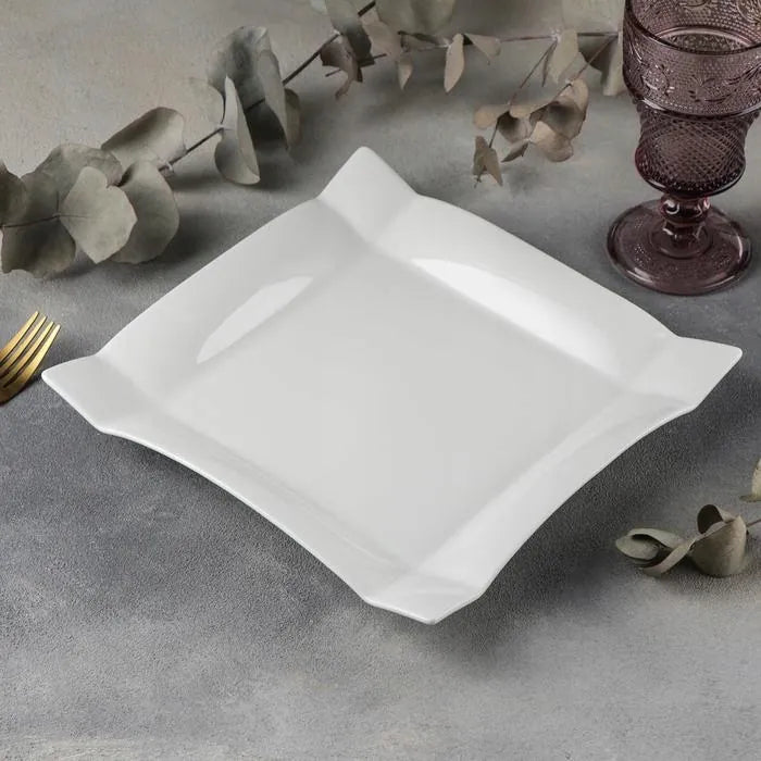 Wilmax Quadratischer Dessertteller 20 × 20 cm Weiß aus Porzellan