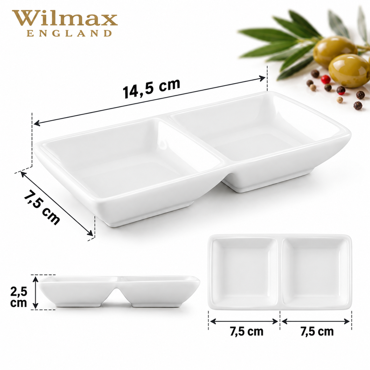 Wilmax Servierplatte 14,5 cm Weiß aus Porzellan