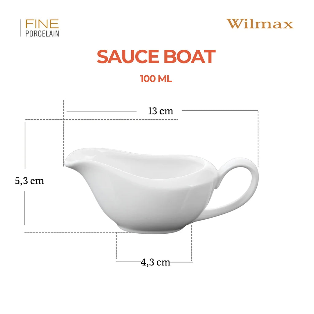 Wilmax Sauciere 100 ml Weiß aus Porzellan