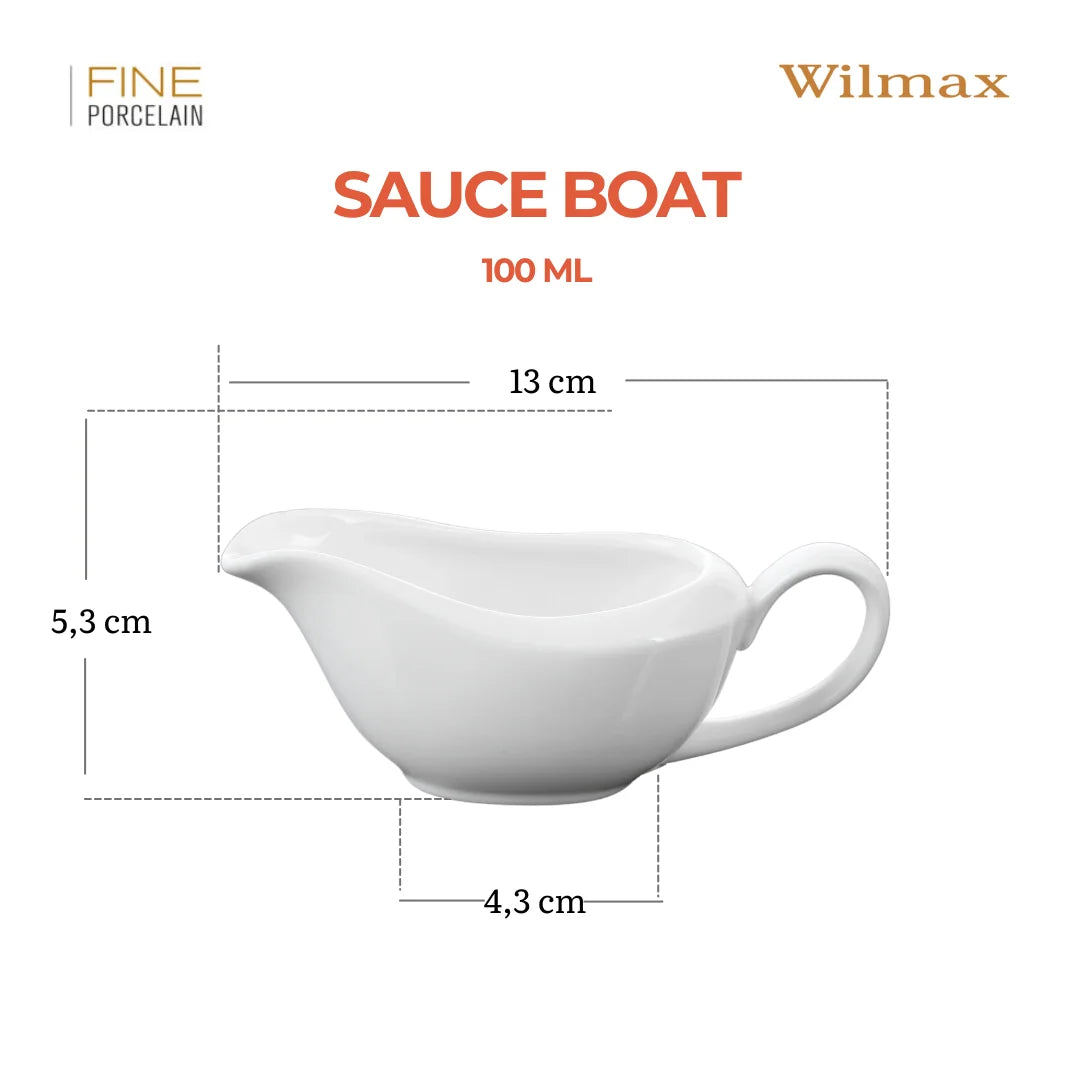 Wilmax Sauciere 100 ml Weiß aus Porzellan