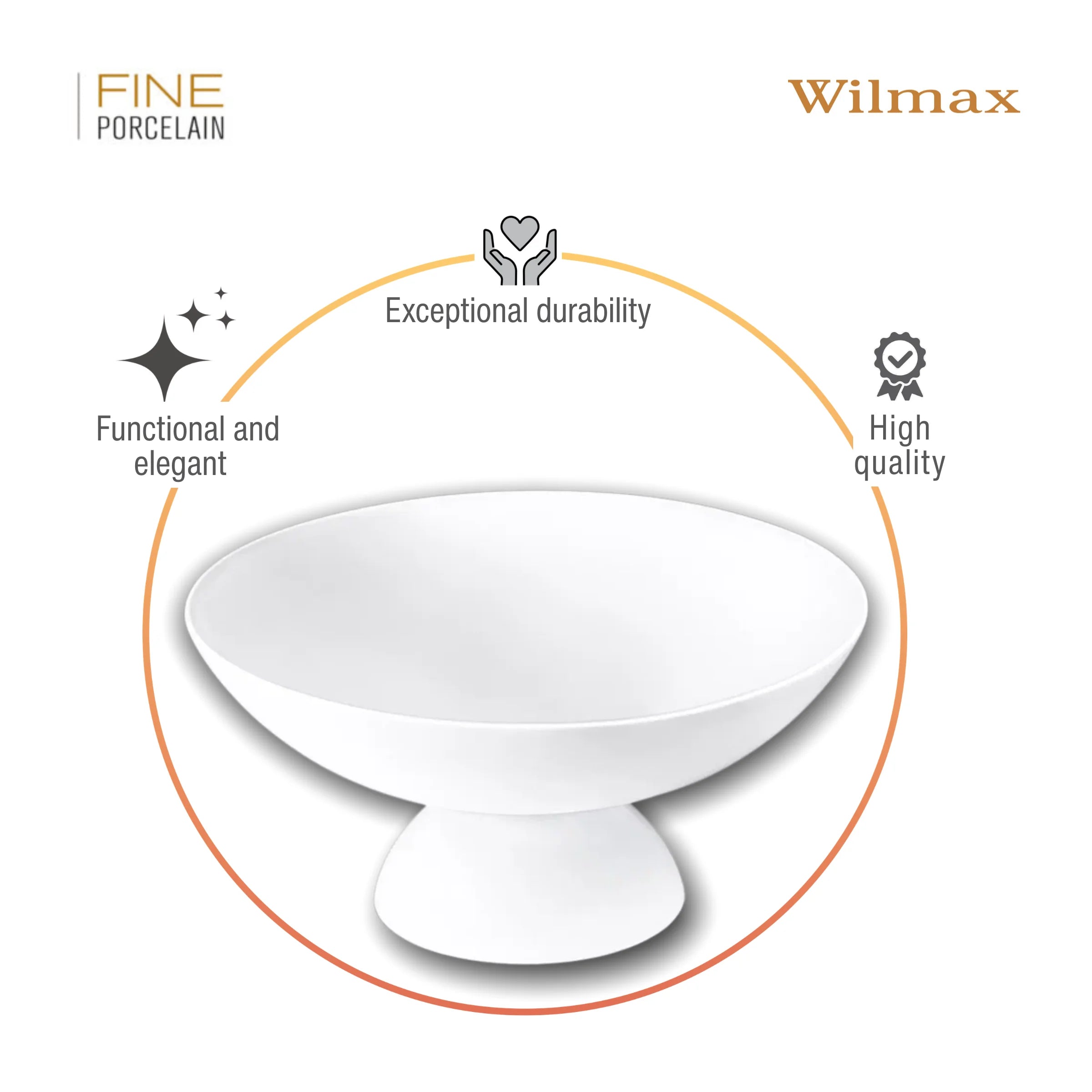 Wilmax Obstschale 24 × 11,5 cm Weiß aus Porzellan