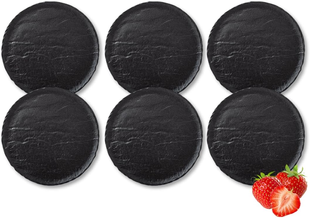 Wilmax Runder Teller 15,5 cm 6er-Set Schwarz aus Porzellan