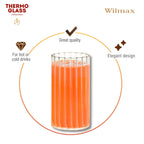 Wilmax Geriffeltes Glas 250 ml 6er-Set Transparent aus Borosilikatglas