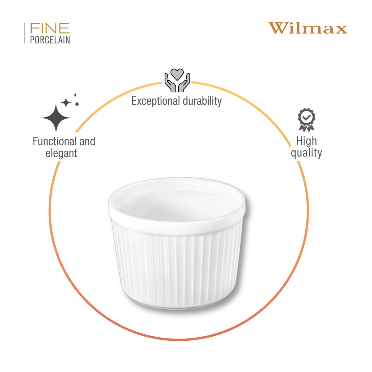 Wilmax Ramekin Ø 8,5 cm 260 ml Weiß aus Porzellan