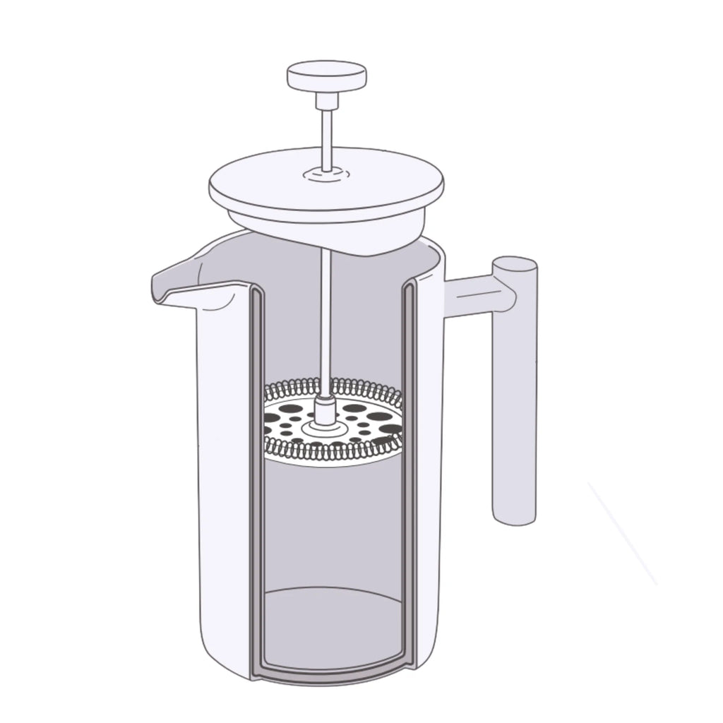 Wilmax Doppelwandige French Press 1000 ml Silber aus Edelstahl