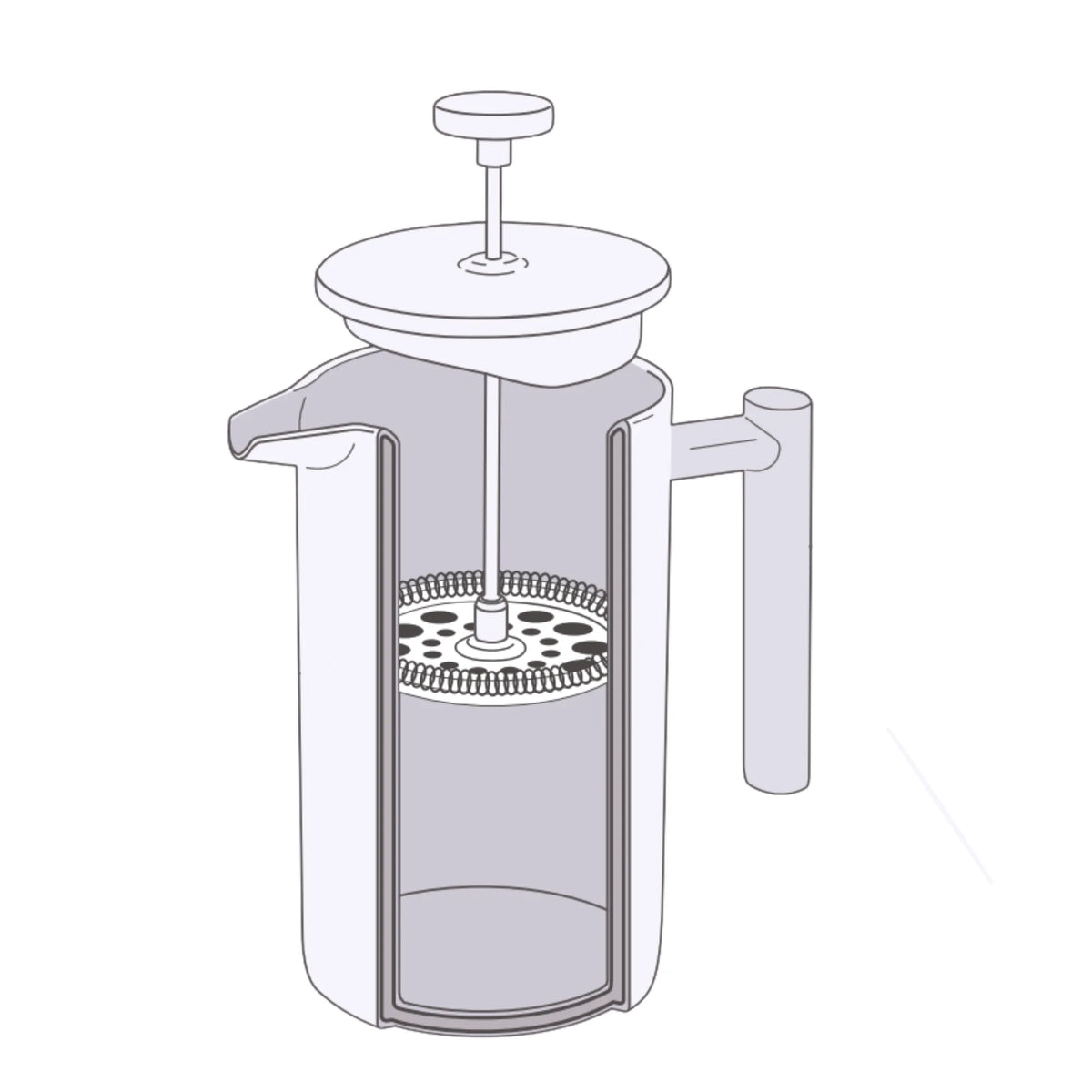 Wilmax Doppelwandige French Press 1000 ml Silber aus Edelstahl