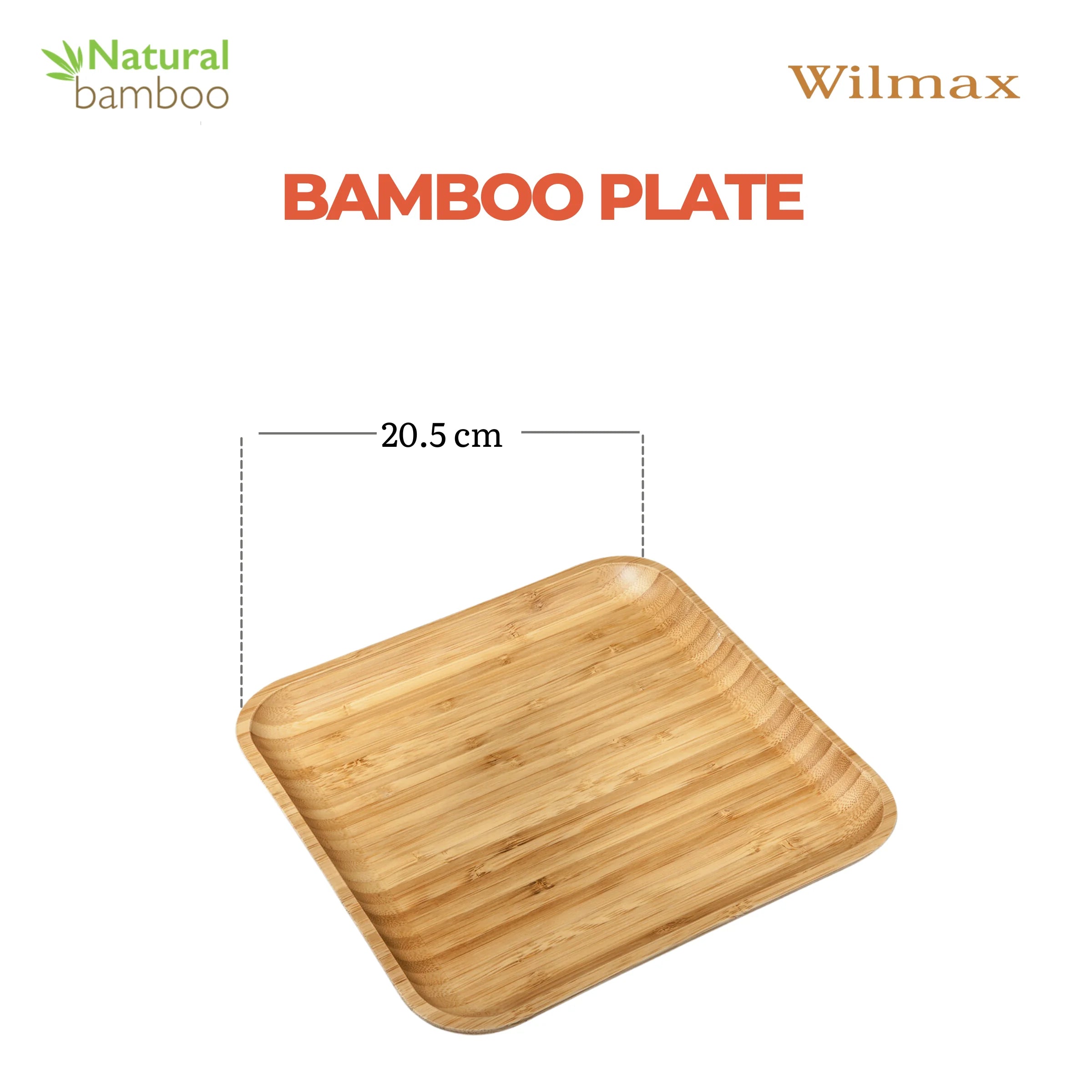Wilmax Quadratischer Teller 20,5 × 20,5 cm Natur aus Bambus