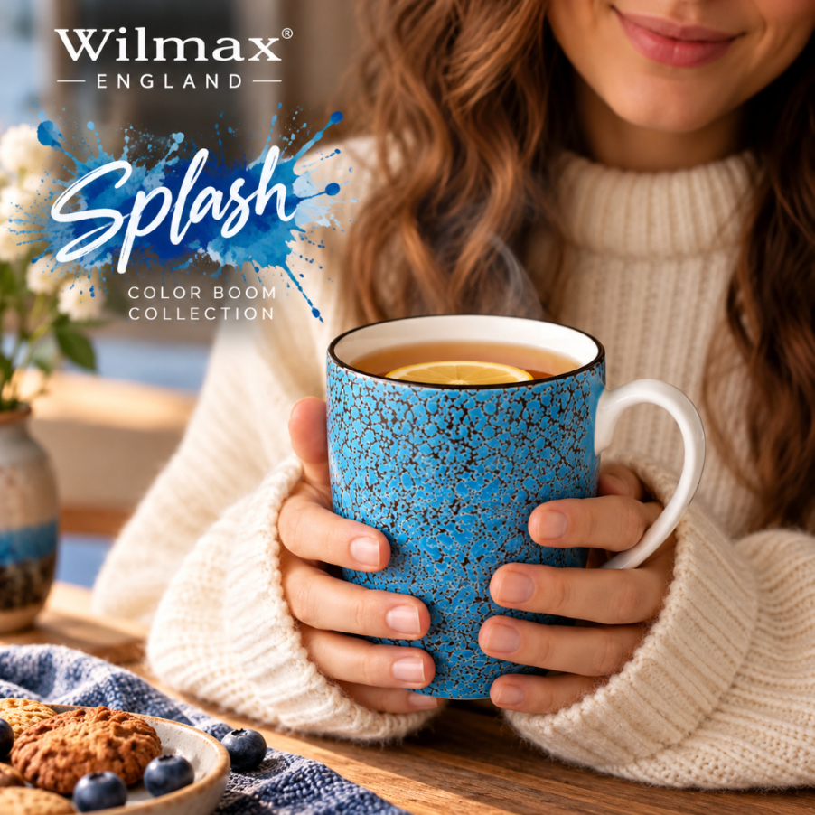 Wilmax Becher 460 ml Blau aus Porzellan