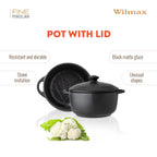 Wilmax Topf mit Deckel 600 ml Schwarz aus Porzellan