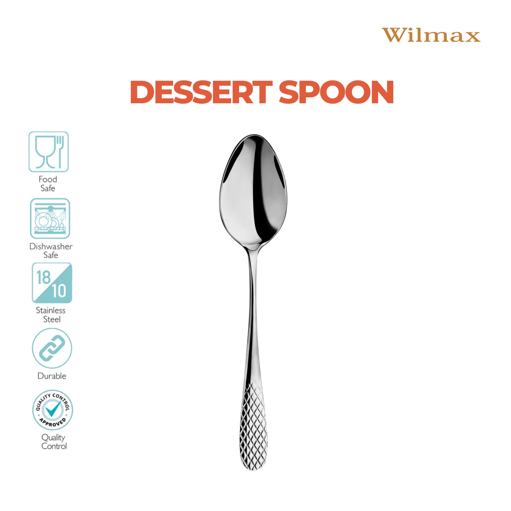 Wilmax Dessertlöffel 19 cm 6er-Set Silber aus Edelstahl