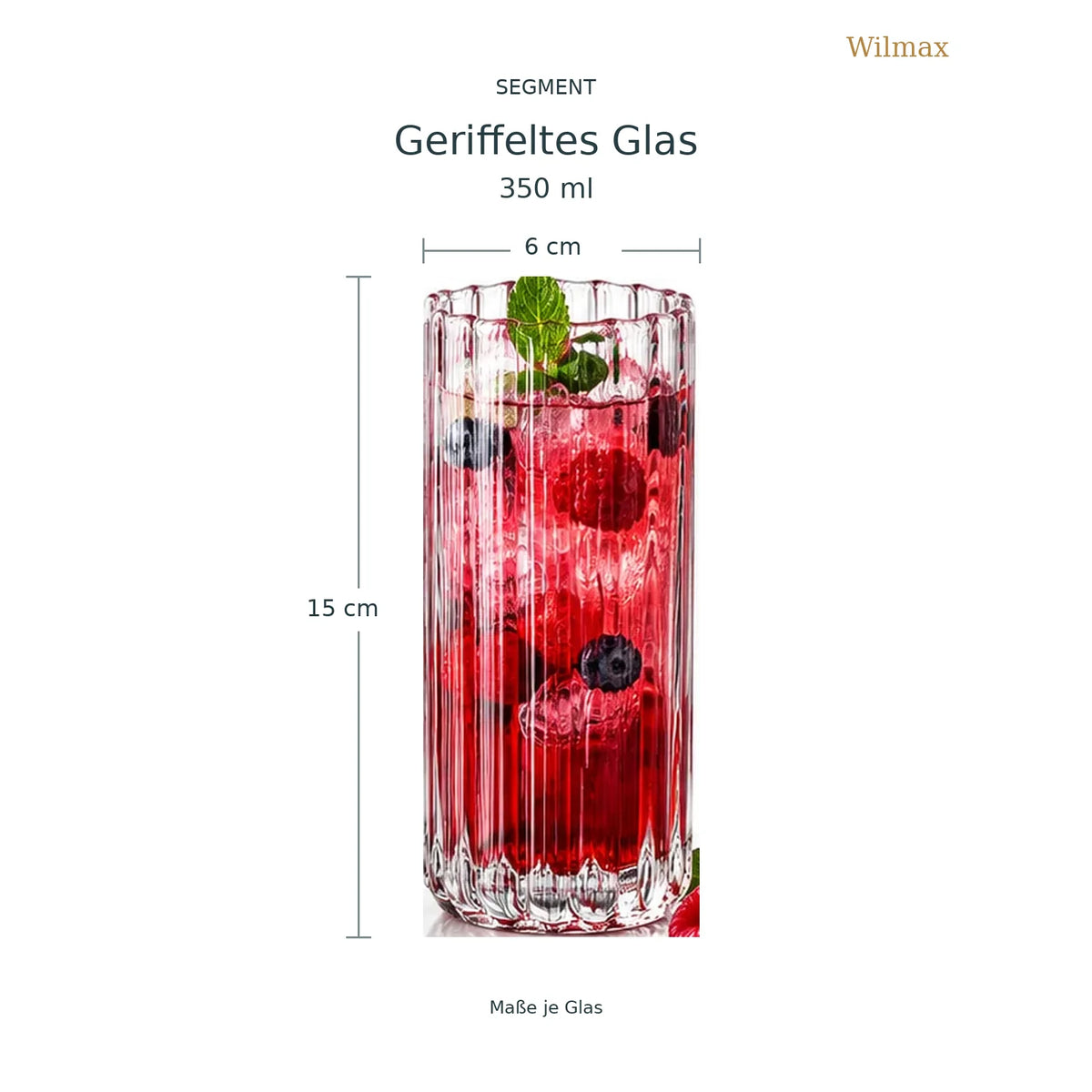 Wilmax Getränkeset 7-teilig mit Krug 1500 ml mit Edelstahldeckel und 6 Gläser 350 ml