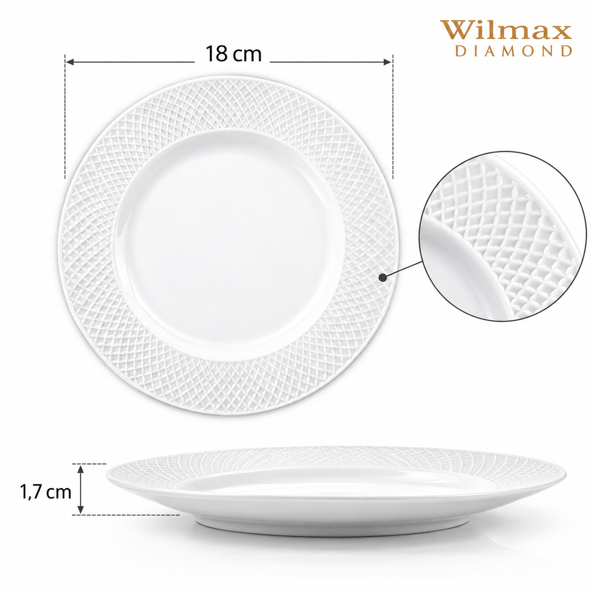 Wilmax Teller 18 cm 6er-Set Weiß aus Porzellan