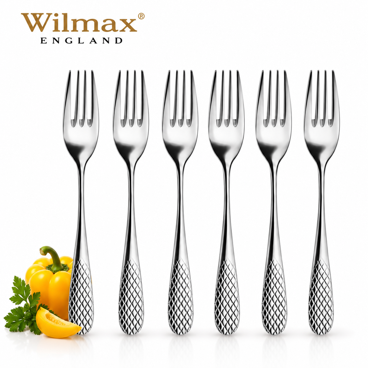 Wilmax Dessertgabel 19 cm 6er-Set Silber aus Edelstahl