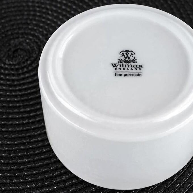 Wilmax Servierset 2-teilig mit Schüssel 18 cm mit Bambusständer Weiß aus Porzellan