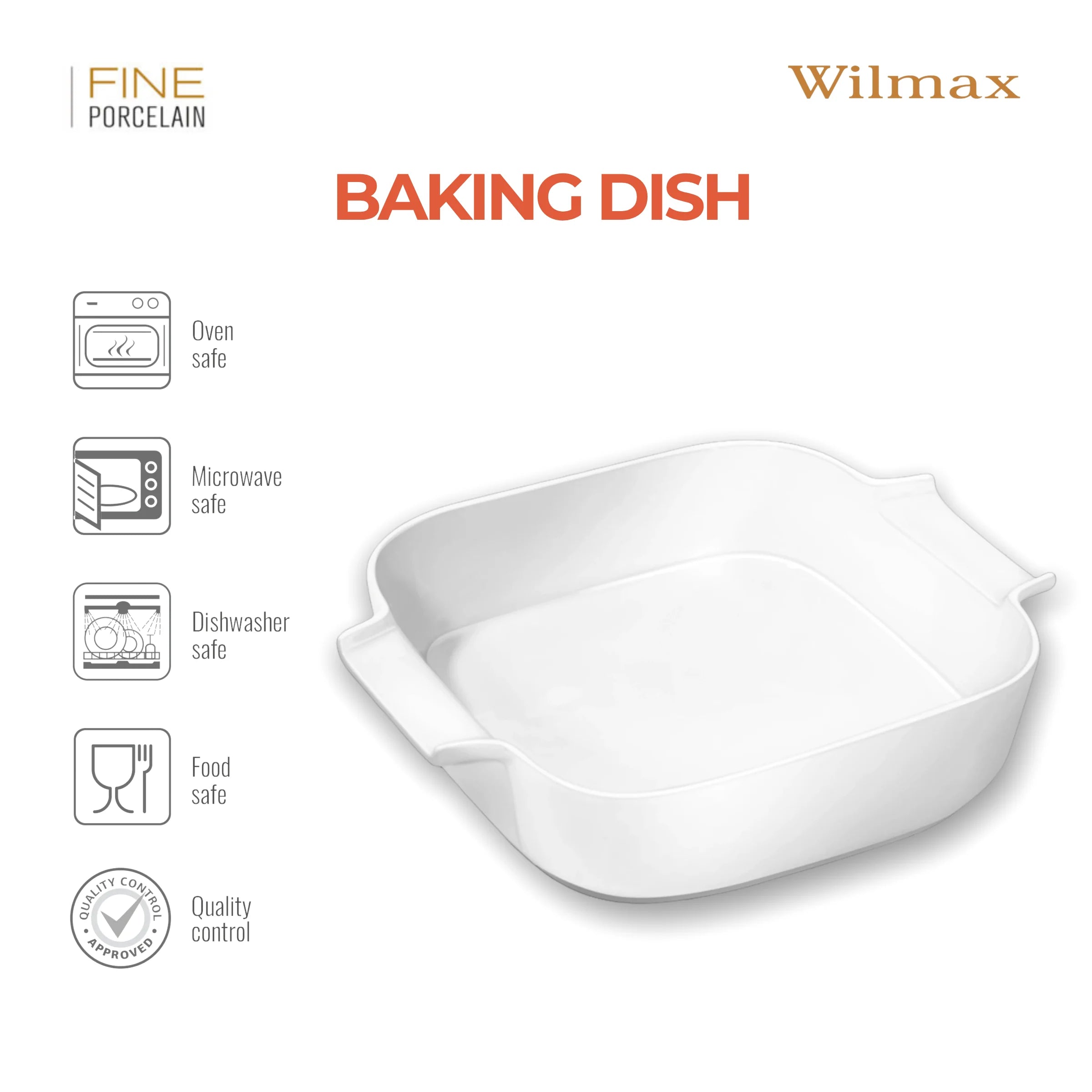 Wilmax Auflaufform mit Griffen 780 ml Weiß aus Porzellan