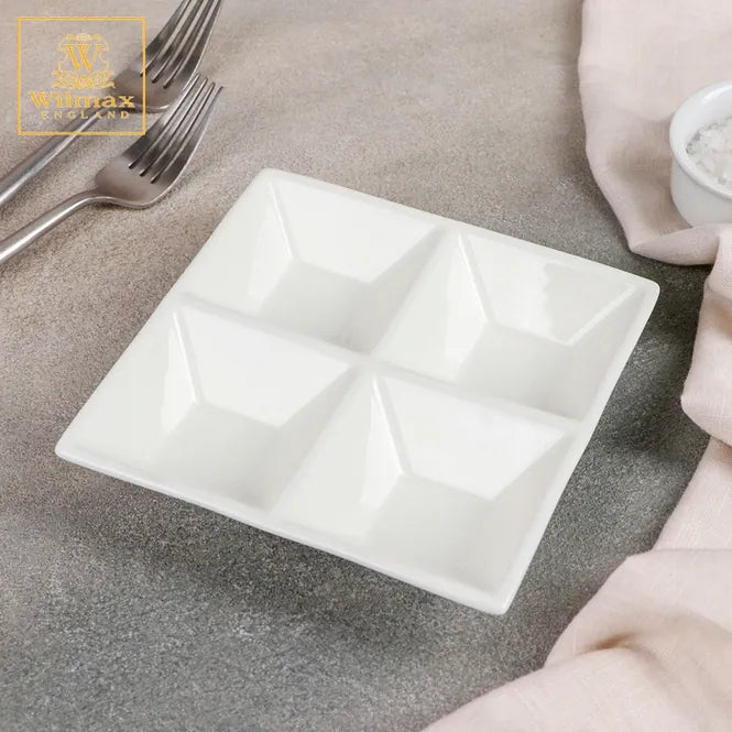 Wilmax Quadratische Servierplatte 20 × 20 cm Weiß aus Porzellan