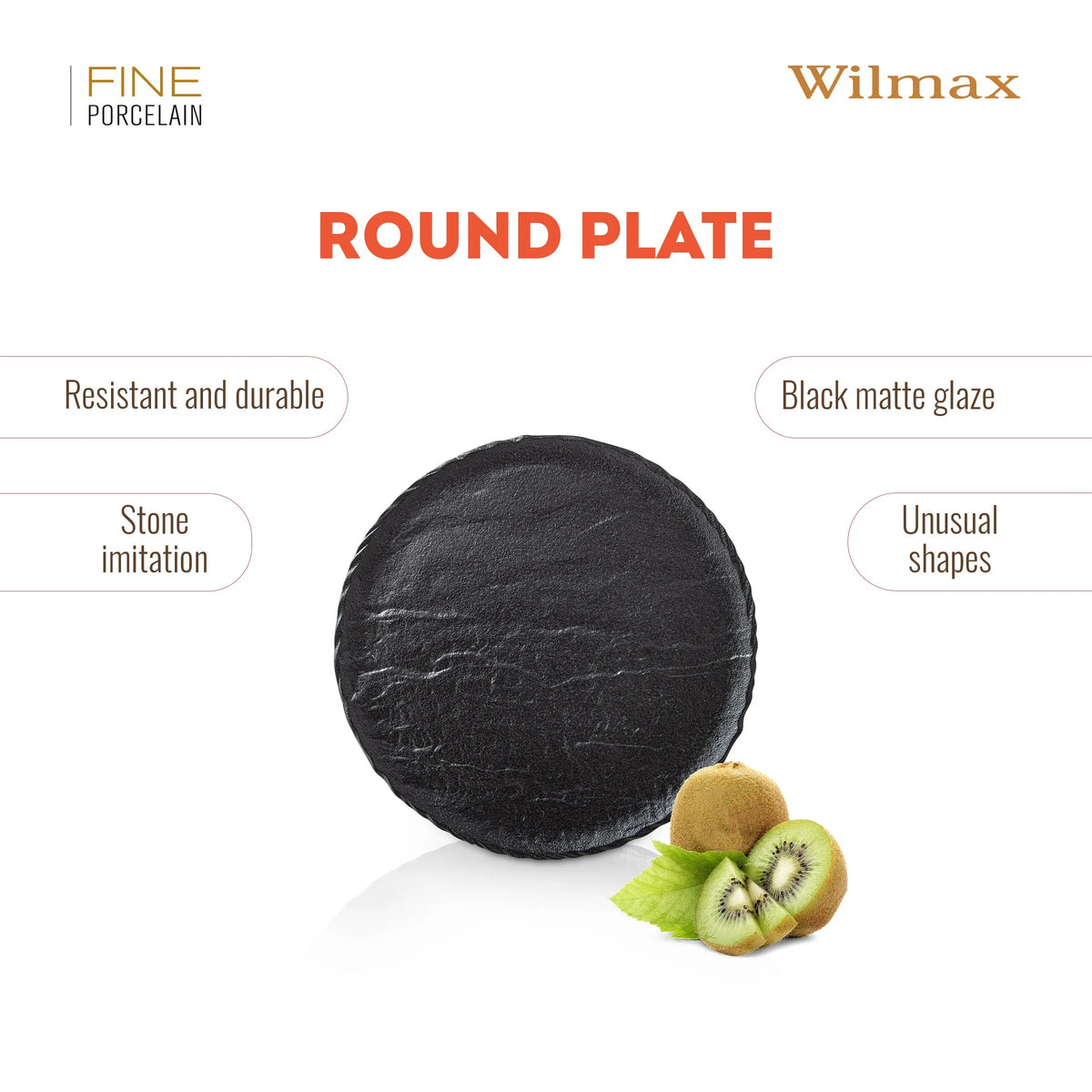 Wilmax Runder Teller 15,5 cm Schwarz aus Porzellan
