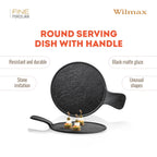 Wilmax Runde Servierplatte mit Griff 30,5 × 21,5 cm Schwarz aus Porzellan