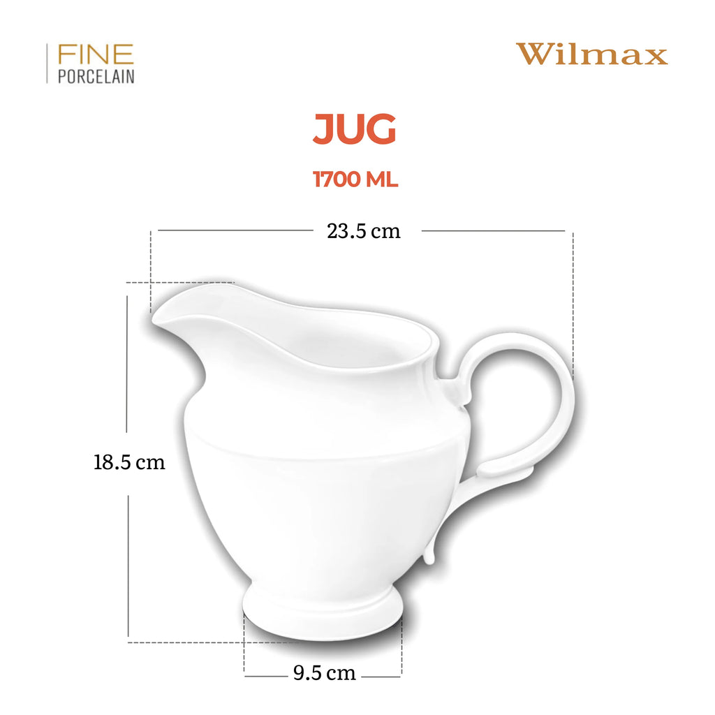 Wilmax Krug 1,7 Liter Weiß aus Porzellan