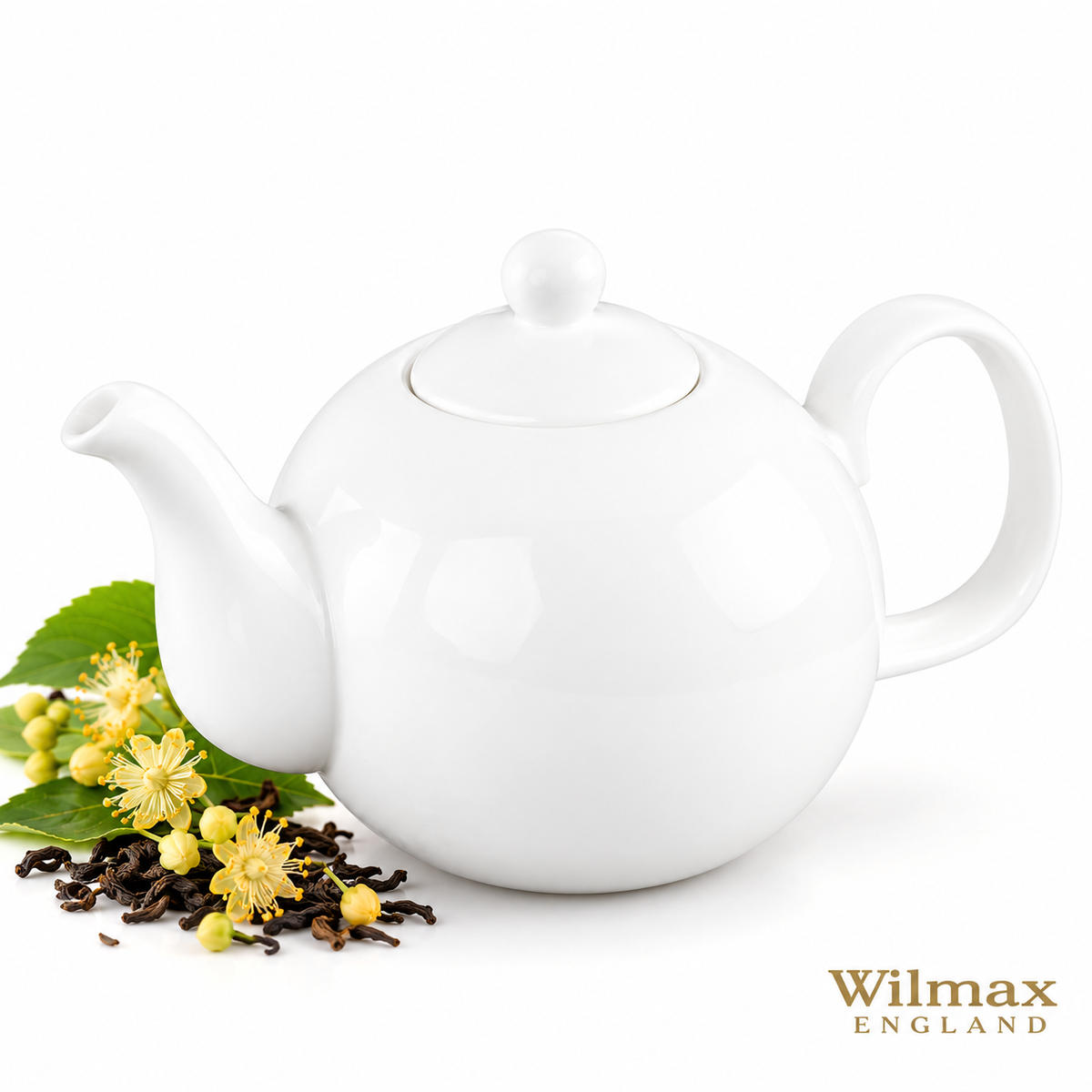 Wilmax Kaffee- und Teekanne mit integriertem Ausgusssieb 500 ml Weiß aus Porzellan