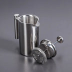 Wilmax Doppelwandige French Press 1000 ml Silber aus Edelstahl
