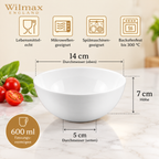 Wilmax Schale 14 cm 600 ml 4er-Set Weiß aus Porzellan