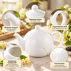 Wilmax Kaffee- und Teekanne mit integriertem Ausgusssieb 500 ml Weiß aus Porzellan