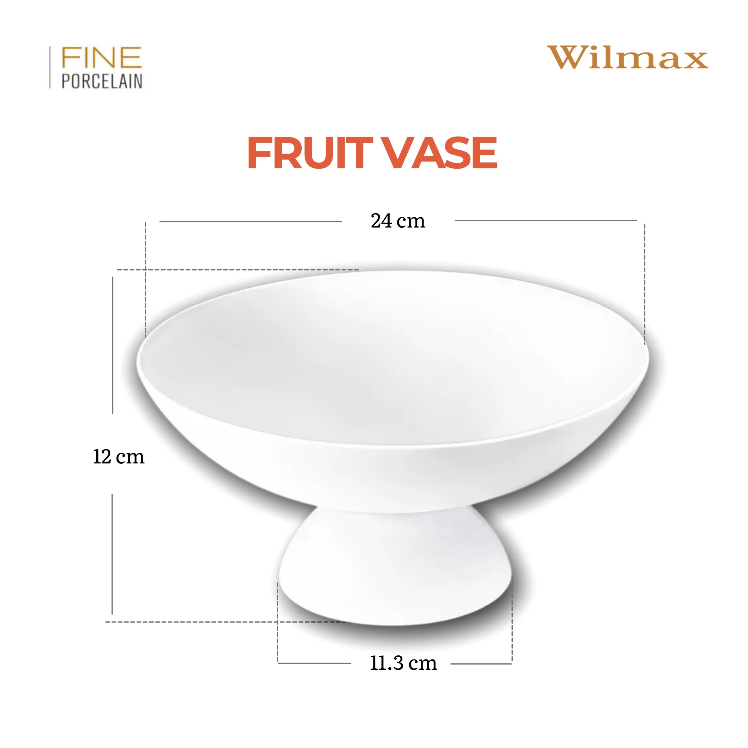Wilmax Obstschale 24 × 11,5 cm Weiß aus Porzellan
