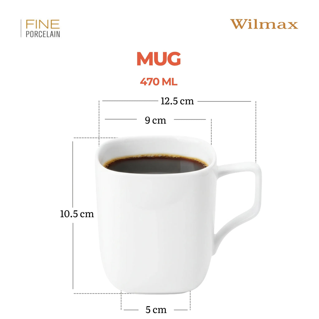 Wilmax Tasse 470 ml Weiß aus Porzellan